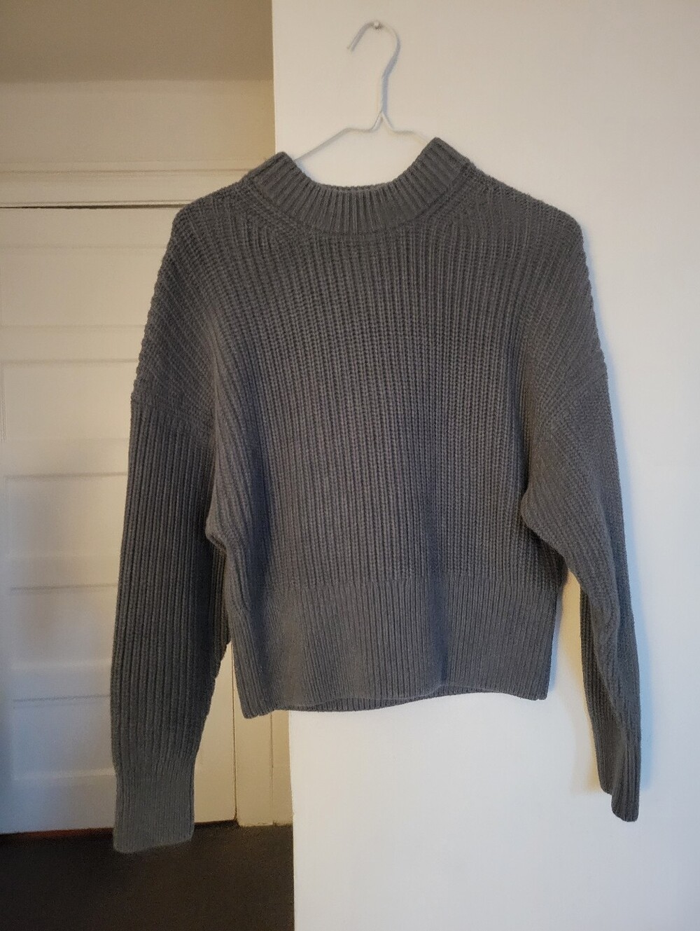 Everlane Chunky Organic Cotton Knit Sweater Sz S Gray
